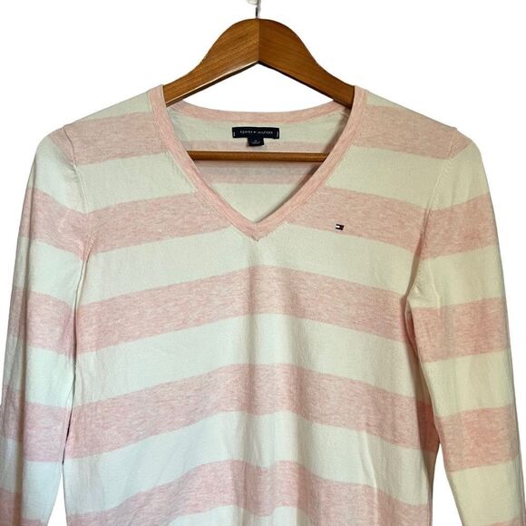 3 for $30! Tommy Hilfiger cotton blend striped v neck sweater - Picture 2 of 10